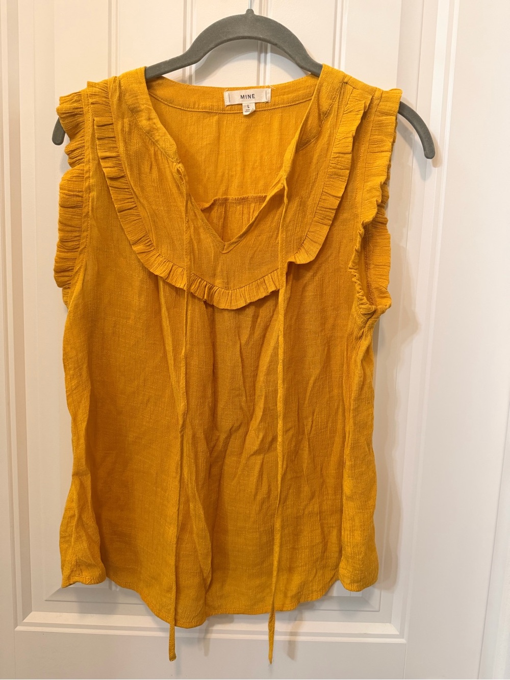 MINE Mustard Ruffle V-Neck Tie Sleeveless Camisole